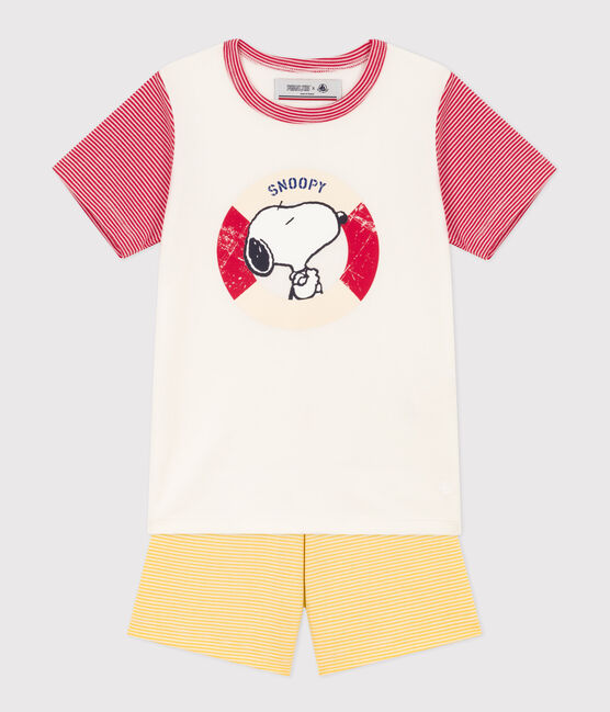 Pyjacourt Petit Bateau X Snoopy en coton enfant blanc MARSHMALLOW/blanc MULTICO