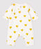 Combinaison longue cœurs jaunes bébé fille en coton biologique blanc MARSHMALLOW/jaune OCRE