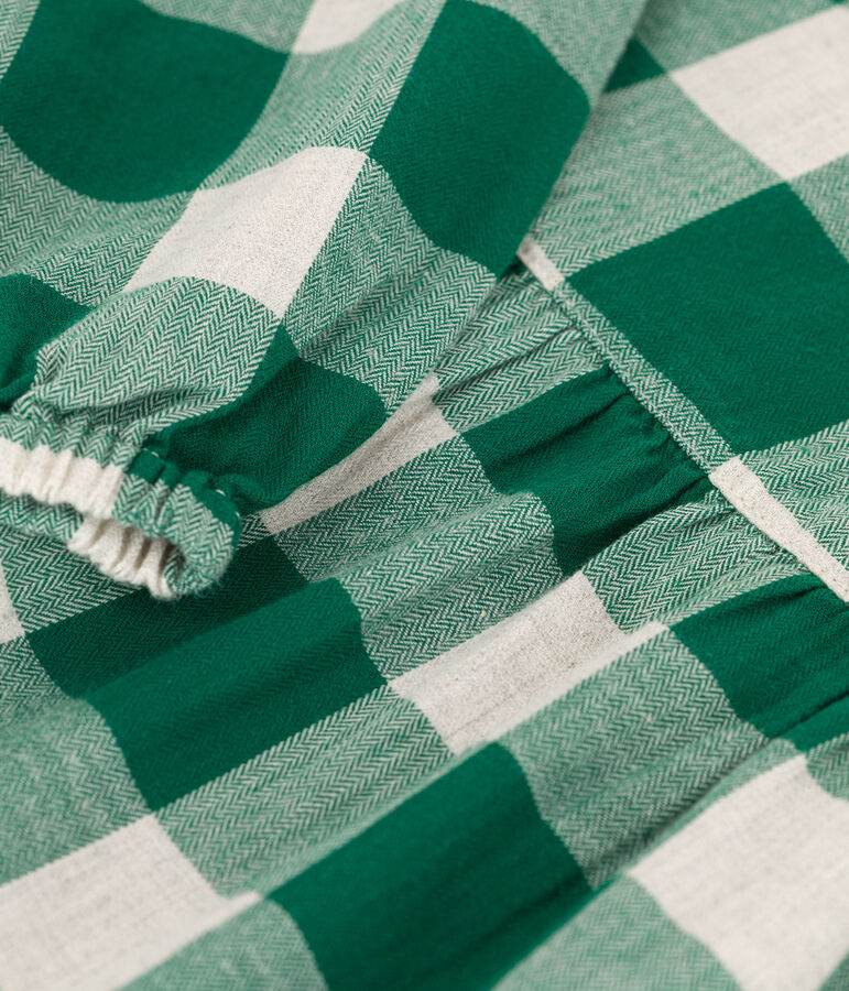 Robe &agrave; carreaux manches longues en flanelle enfant fille MATCHA/ AVALANCHE