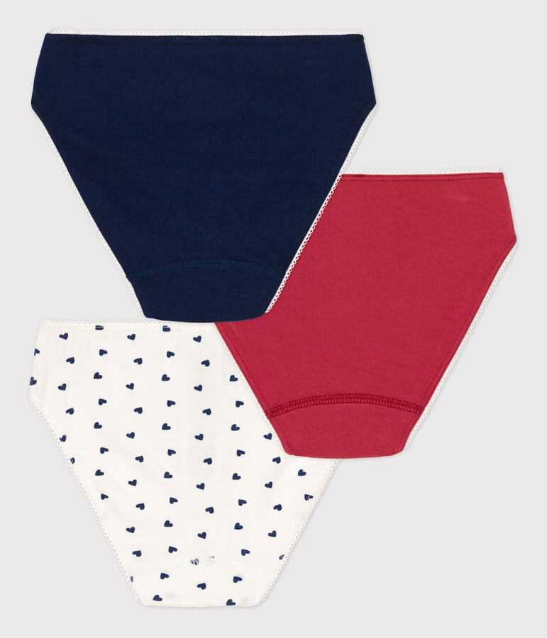 Lot de 3 culottes c&oelig;ur petite fille en coton et &eacute;lasthanne multicouleur