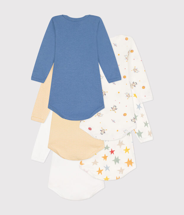 Lot de 5 bodies manches longues imprim&eacute; espace  en coton b&eacute;b&eacute; multicouleur