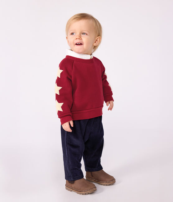 Sweatshirt bébé en coton doux et chaud motif étoiles AMARANTE