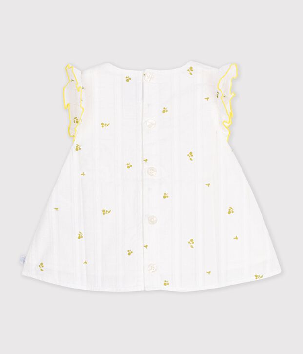 Blouse b&eacute;b&eacute; en coton sans manches en coton, imprim&eacute;e fleurs blanc/vert