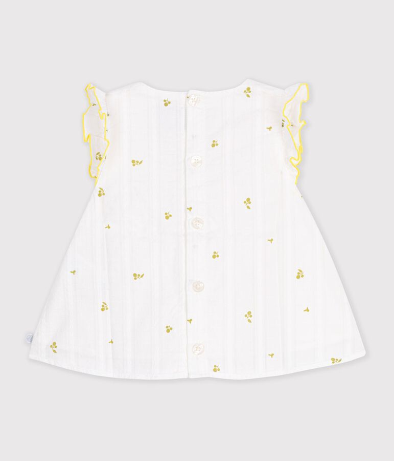 Blouse b&eacute;b&eacute; en coton sans manches en coton, imprim&eacute;e fleurs blanc/vert