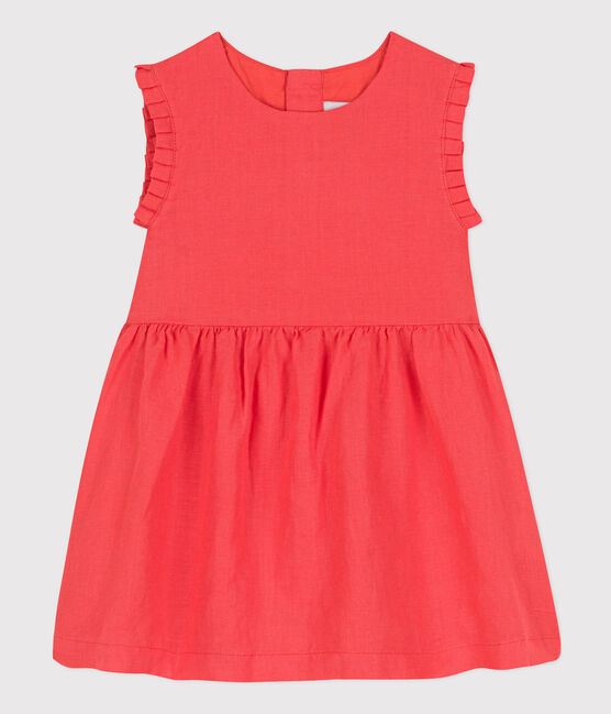 Robe sans manche bébé en lin orange JUPITER