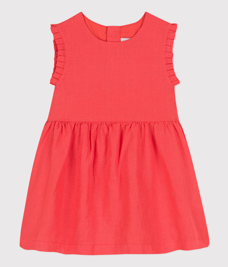 Robe sans manche b&eacute;b&eacute; en lin orange JUPITER