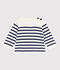 Pull marin b&eacute;b&eacute; en laine et coton &agrave; rayures bleu/bleu