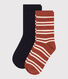 2 paires de chaussettes en coton rayures enfant
