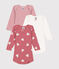 Lot de 3 bodies manches longues cœurs en coton bébé variante 1