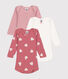 Lot de 3 bodies manches longues cœurs en coton bébé