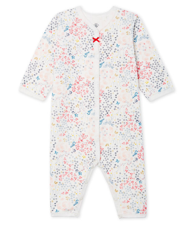 Dors bien sans pieds b&eacute;b&eacute; ouatin&eacute; en coton blanc/rose/multicouleur