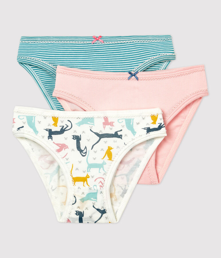 Lot de 3 culottes petite fille en coton et lyocell multicouleur