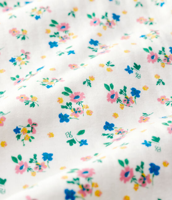 Dors-bien zippé à fleurs bébé fille en tubique blanc MARSHMALLOW/blanc MULTICO