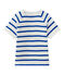 Tee-shirt bébé garçon manches courtes blanc MARSHMALLOW/bleu PERSE