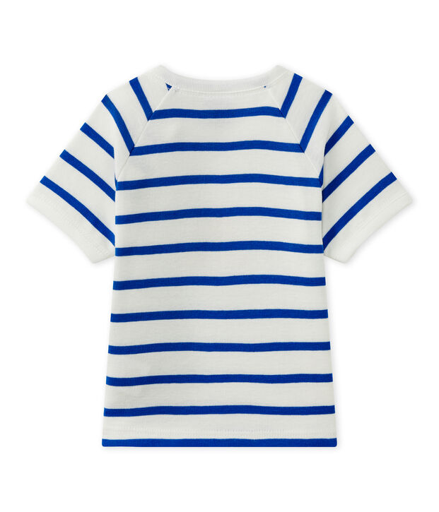 Tee-shirt b&eacute;b&eacute; gar&ccedil;on manches courtes blanc/bleu