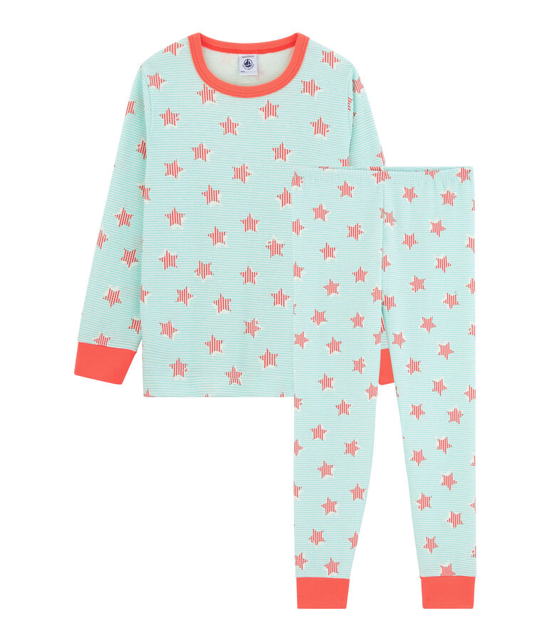 Pyjama enfant en c&ocirc;te blanc MARSHMALLOW/blanc MULTICO