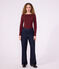 Tee-shirt femme col amiral en coton manches longues bordeaux