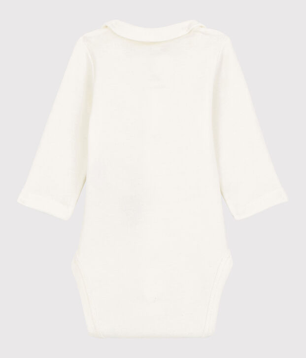 Body &agrave; col brod&eacute; b&eacute;b&eacute; en coton biologique blanc