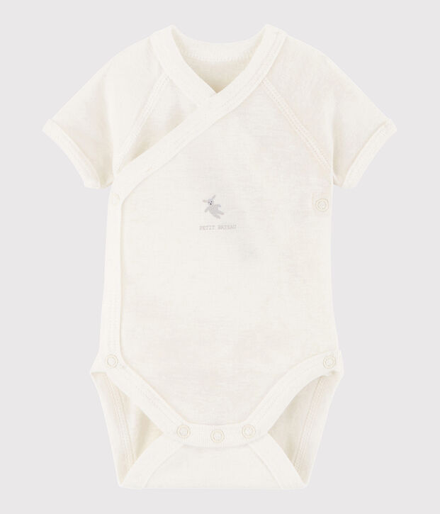 Body crois&eacute; manches courtes b&eacute;b&eacute; fille-gar&ccedil;on blanc