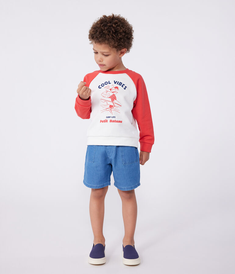 Sweatshirt enfant en coton imprim&eacute; rouge MARSHMALLOW/ SPI