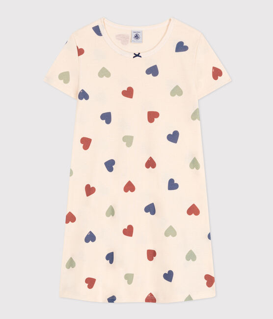 Chemise de nuit en coton motif cœur enfant blanc AVALANCHE/ MULTICO