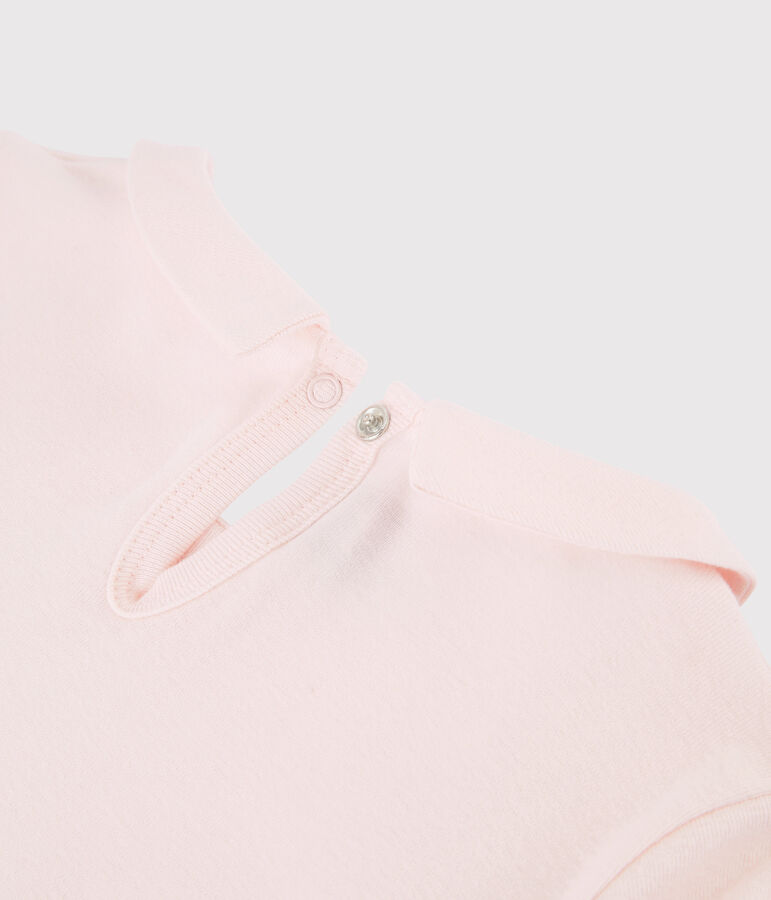 Tee-shirt manches longues en coton enfant fille rose FLEUR