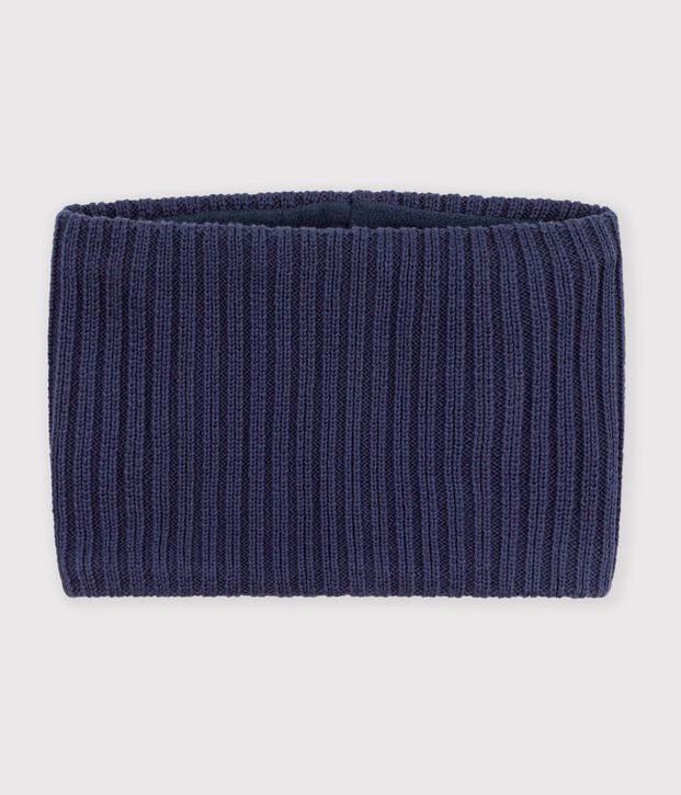 Snood enfant en tricot uni doubl&eacute; polaire bleu marine