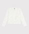 Cardigan enfant en coton imprim&eacute; fleurs blanc/multicouleur