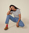 Tee-shirt l'Iconique en coton rayé femme blanc MARSHMALLOW/bleu SMOKING