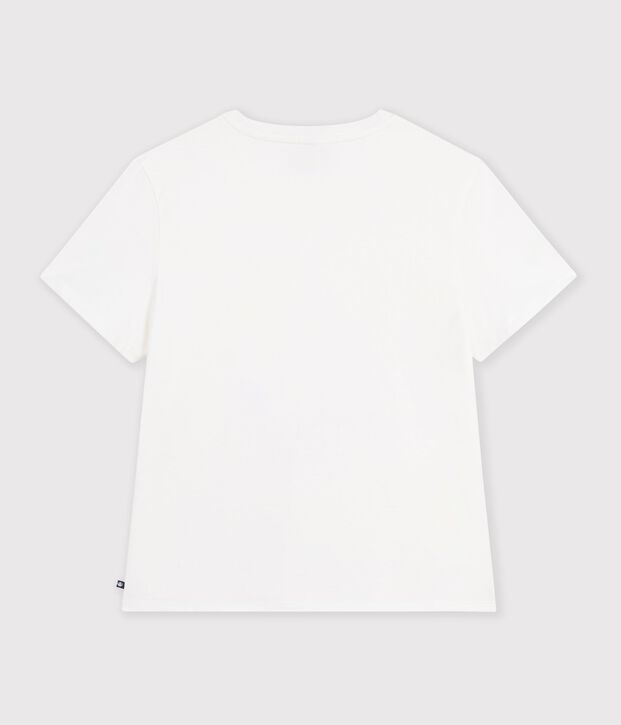 Tee-shirt femme en coton manches courtes &agrave; motif blanc