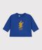 Tee-shirt b&eacute;b&eacute; en coton manches longues uni &agrave; motif bleu