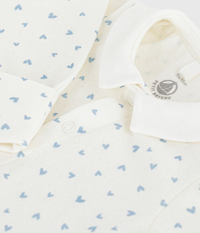 Pyjama b&eacute;b&eacute; en velours &agrave; col imprim&eacute; c&oelig;urs bleu MARSHMALLOW/ FLO