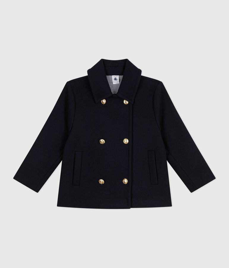 Caban enfant en draps de laine uni bleu SMOKING