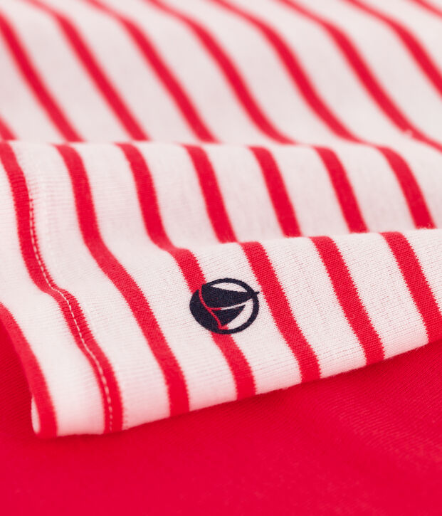 Pyjacourt &agrave; rayures petite fille en coton blanc/multicouleur