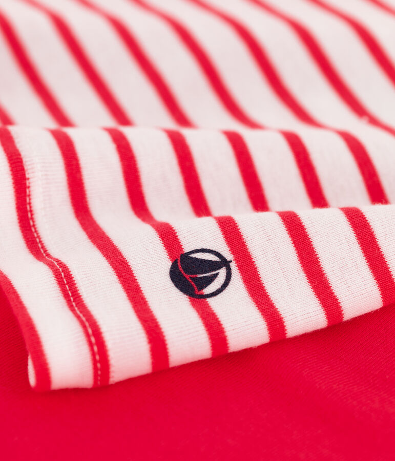 Pyjacourt &agrave; rayures petite fille en coton blanc/multicouleur