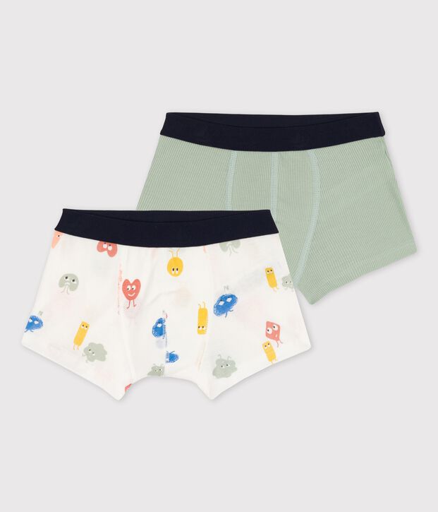 Lot de 2 boxers petit gar&ccedil;on &eacute;motions en coton et lyocell multicouleur