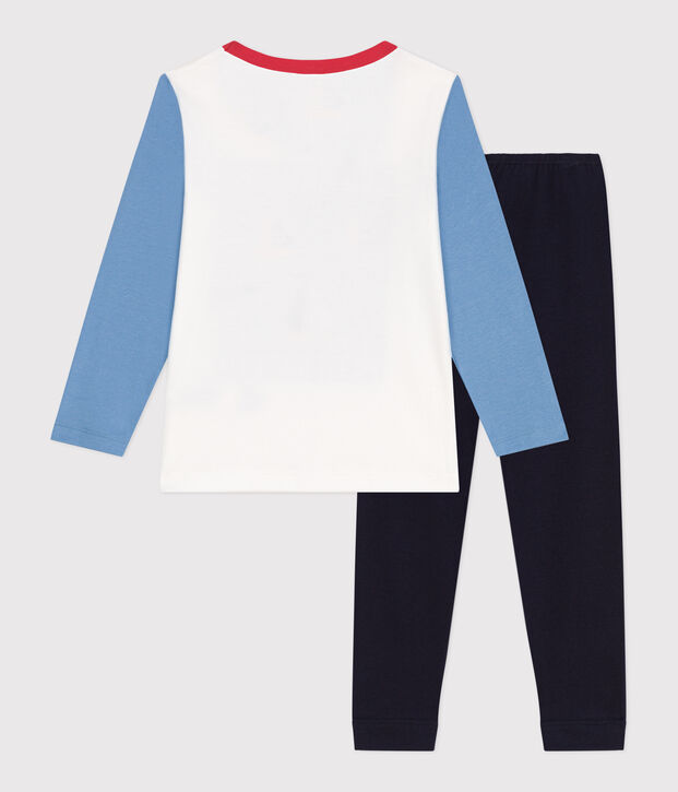 Pyjama enfant en coton manches longues bleu/multicouleur