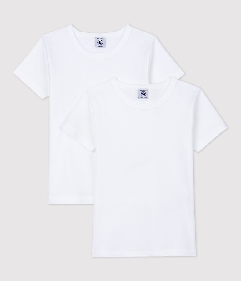Lots de 2 tee-shirts manches courtes blancs petit gar&ccedil;on variante 1