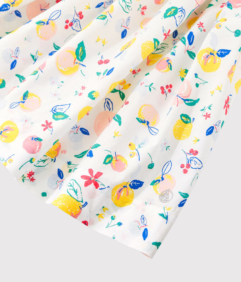 Robe manches courtes en popeline enfant fille blanc MARSHMALLOW/blanc MULTICO