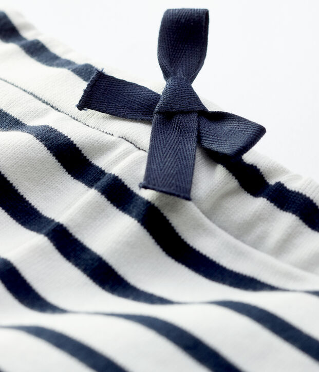 Short en jersey &eacute;pais bio b&eacute;b&eacute; blanc/bleu