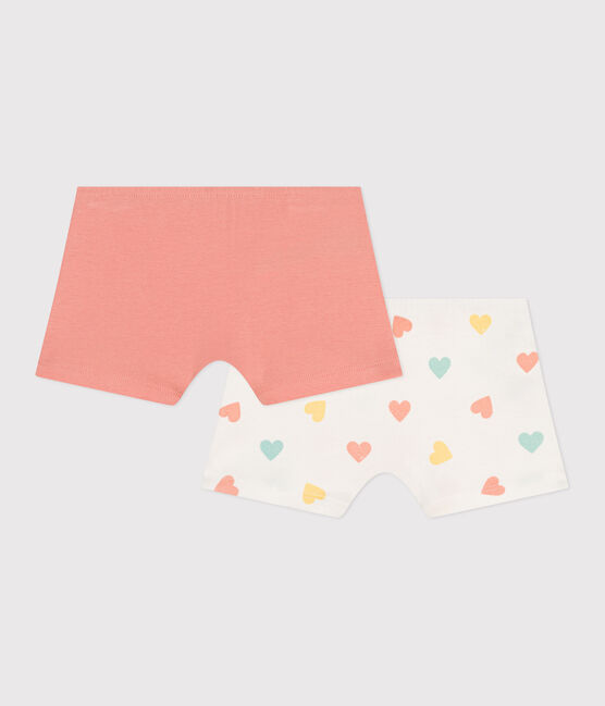 Lot de 2 shorties enfant en coton long imprimé cœurs variante 1