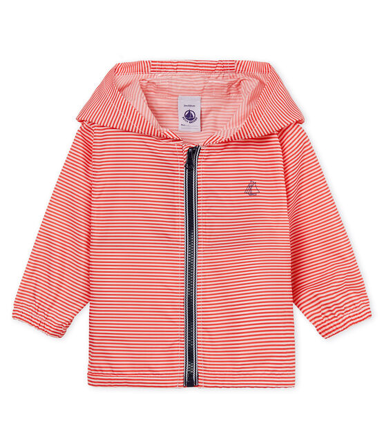 Coupe-vent rayé bébé mixte rose GROSEILLER/blanc MARSHMALLOW