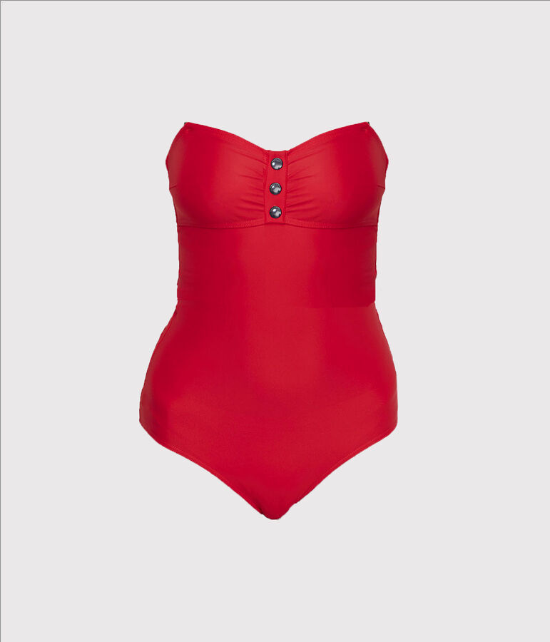 Maillot de bain 1 pi&egrave;ce &eacute;coresponsable femme rouge PEPS