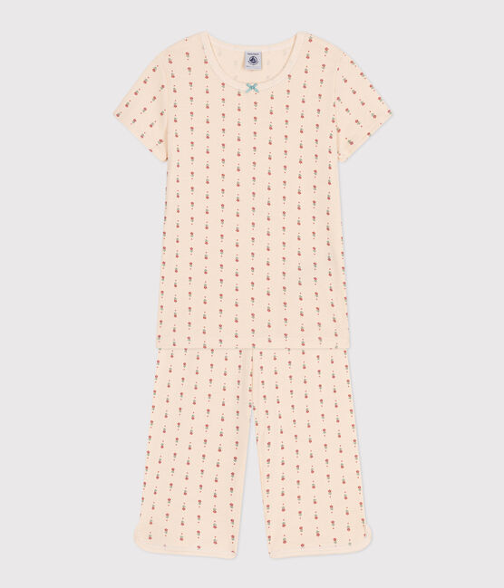 Pyjama capri imprimé fleur en coton enfant blanc AVALANCHE/ MULTICO