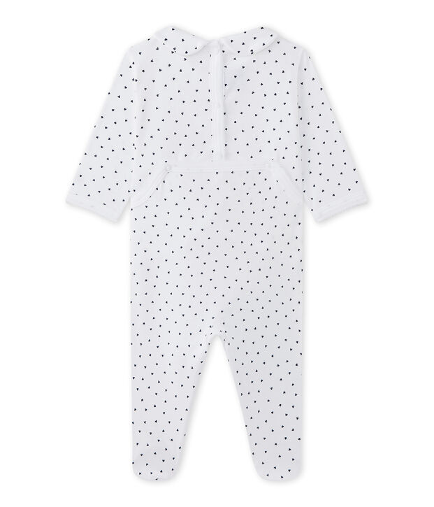 Dors bien b&eacute;b&eacute; fille imprim&eacute; c&oelig;urs blanc/bleu