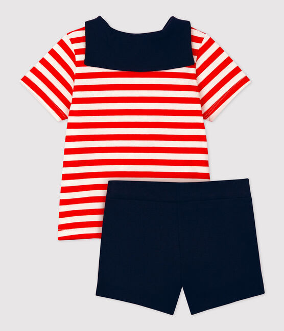 Ensemble deux pièces style marin bébé rouge PEPS/blanc MULTICO