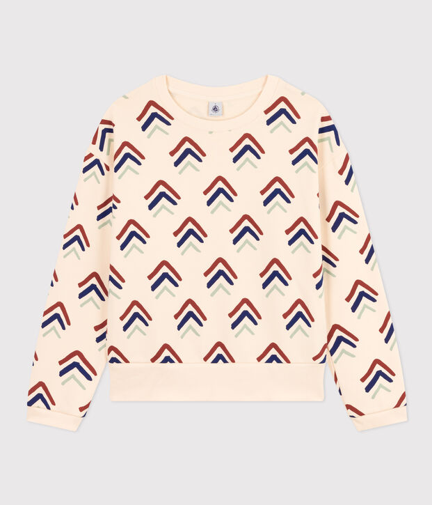 Sweatshirt en molleton femme &eacute;cru/multicouleur