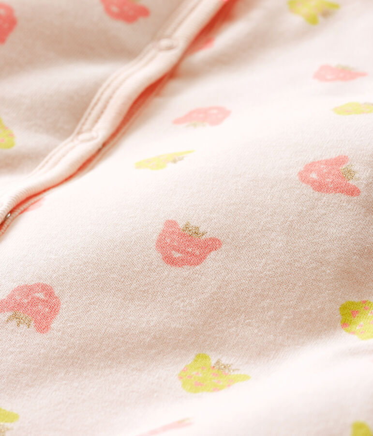 Dors Bien sans pieds b&eacute;b&eacute; fille en c&ocirc;te ouatin&eacute;e rose FLEUR/blanc MULTICO