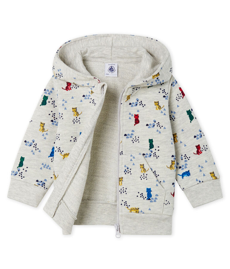Sweatshirt &agrave; capuche b&eacute;b&eacute; gar&ccedil;on en molleton imprim&eacute; gris/multicouleur