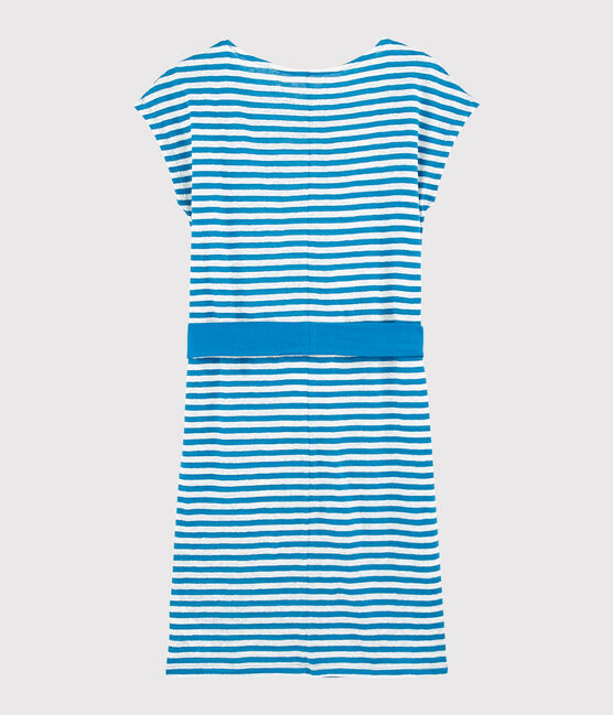Robe en lin rayé Femme bleu MYKONOS/blanc MARSHMALLOW
